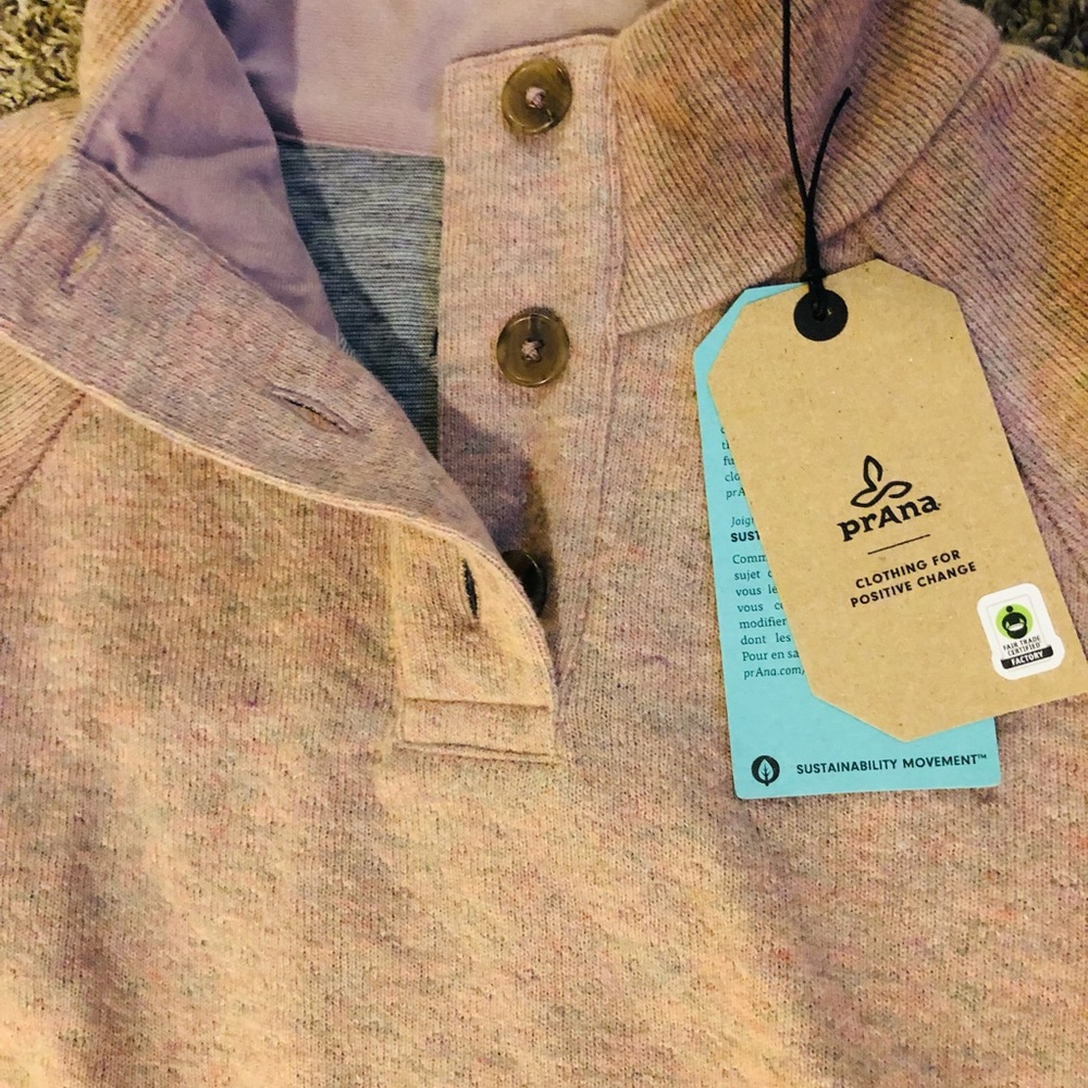 Prana pullover sweater in heathered light mauve